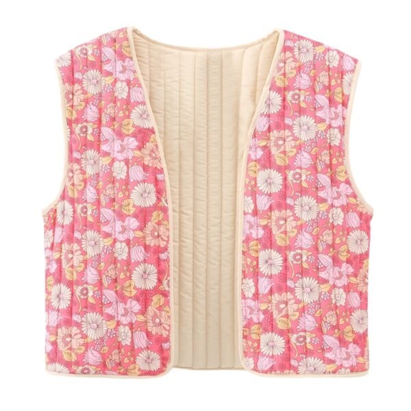 Autumn Small Floral Double-sided Wear Cotton Vest - Image 3